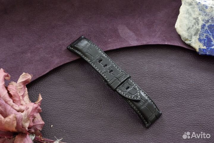 Ремешок для часов из крокодила. 24*22 мм. Handmade