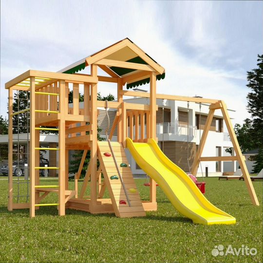 Детские площадки домики качели горка