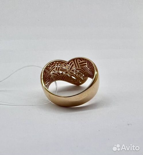 Золотое кольцо дутое объемное 585 проба