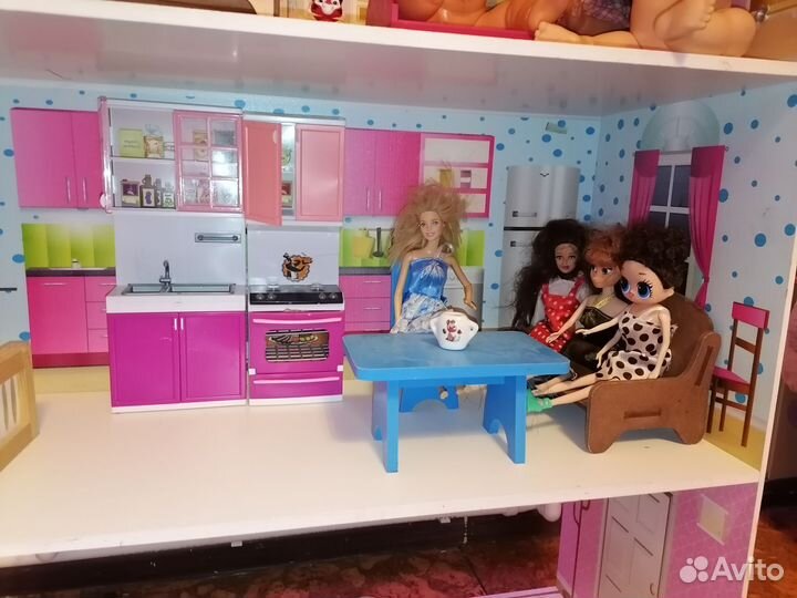 Кукольный домик для барби с мебелью
