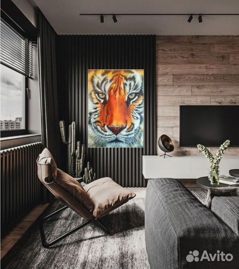 Тигр. Картина. Масло, холст на подрамнике, 50х70
