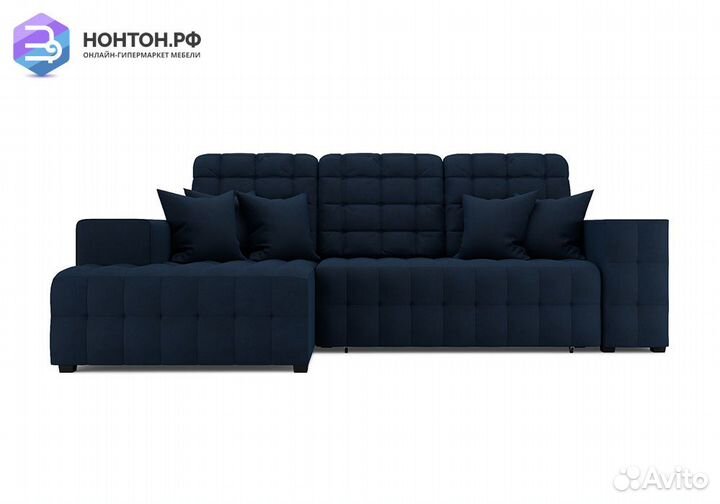 Угловой диван еврокнижка Мадрид велюр темно-синий