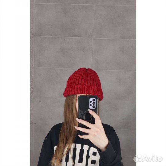 Шапка бини с отворотом