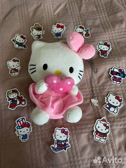 Игрушка Hello kitty 25 см + подвеска и стикеры