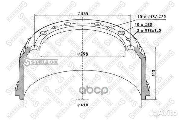 85-00013-SX торм.барабан 410x160/167 H213 d2