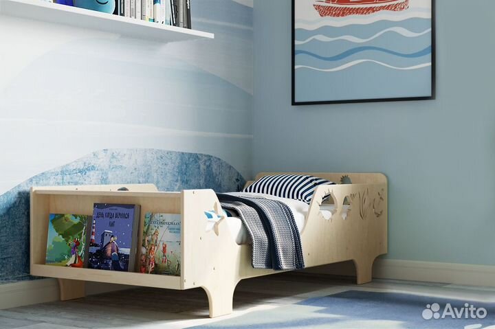 Кроватка детская морская тематика лаковое покрытие