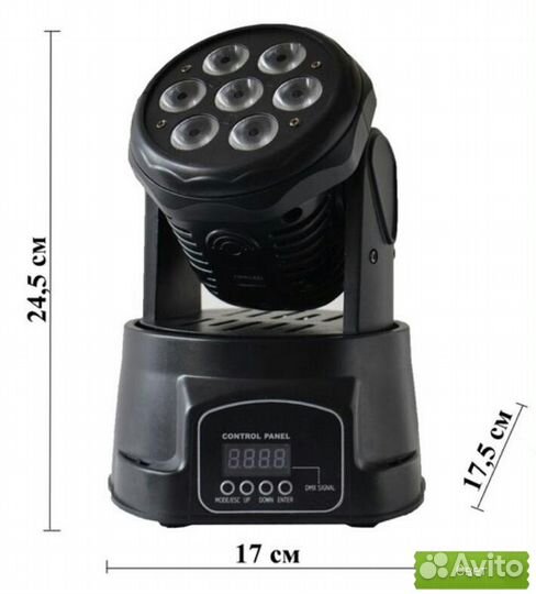 Световая голова Led Wash 7*12W, rgbw 4 in 1