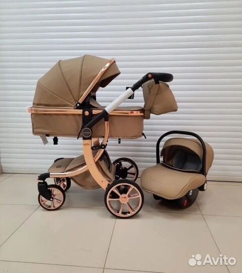 Коляска 3в1 Новая трансформер (Кожа качество)