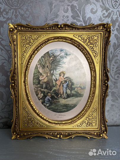 Картина печать на меди Испания винтаж