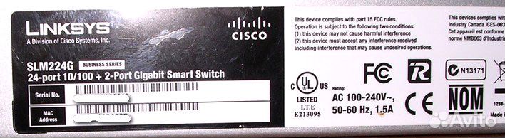 Коммутатор Cisco SLM224G 24-Port 10/100 + 2P