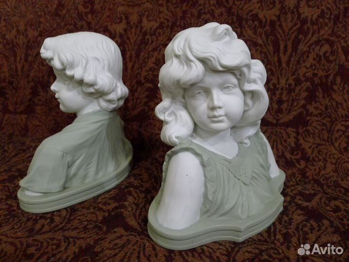 Бюсты мальчика девочки бисквит старые