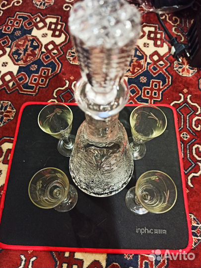 Хрустальные Штоф-Графин и стопки под водку СССР