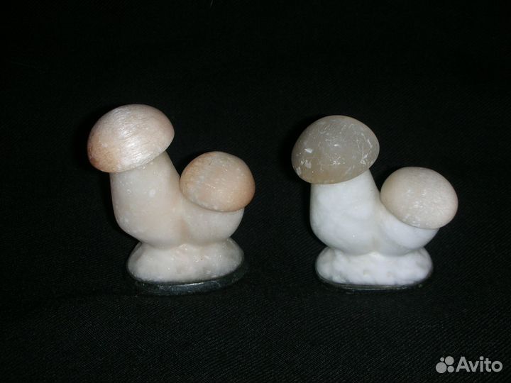 Статуэтки парные Грибы, мрамор, селенит, СССР