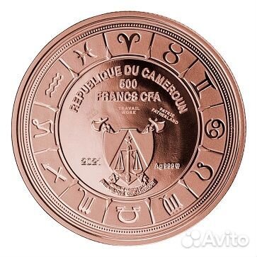 Монета медальон Овен Знаки Зодиака Камерун 2021 г