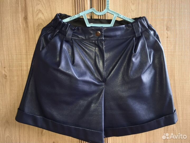 Шорты экокожа для девочки, 140 размер