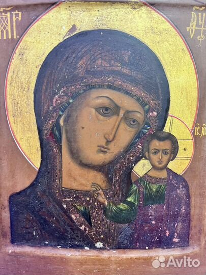 Икона старинная Казанской Божией Матери