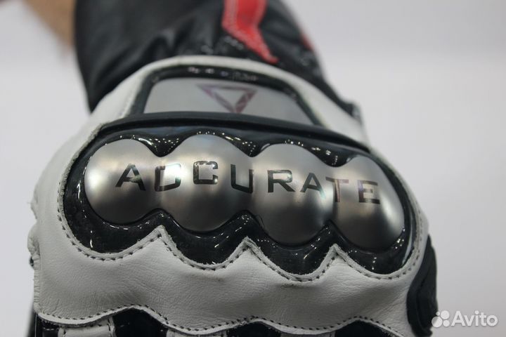 Мотоперчатки кожаные accurate GP черно белые