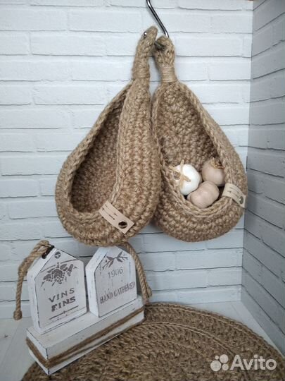 Корзинка подвесная из джута