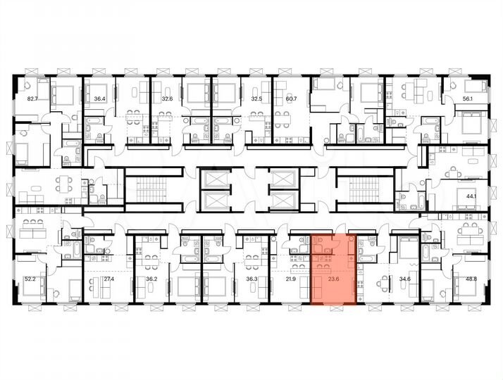 Квартира-студия, 23,6 м², 24/25 эт.