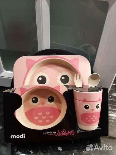 Набор детской посуды из бамбука