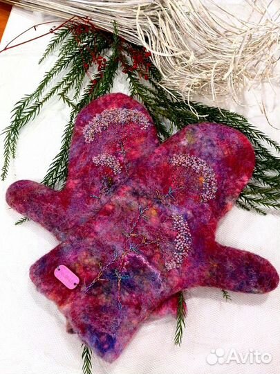 Варежки шерстяные ручной работы