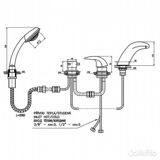 Смеситель для ванны Rav Slezak d471.5pz Золото