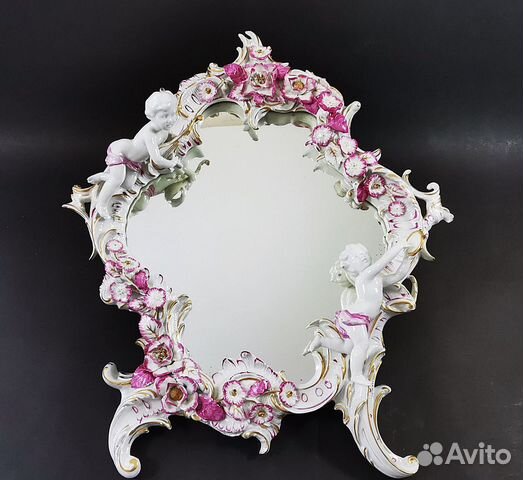 Зеркало фарфоровое винтаж,Германия Plaue