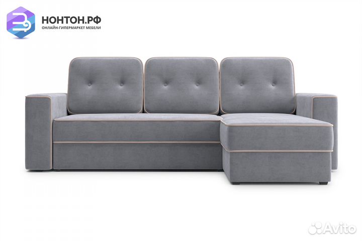 Диван угловой дельфин Берген серый