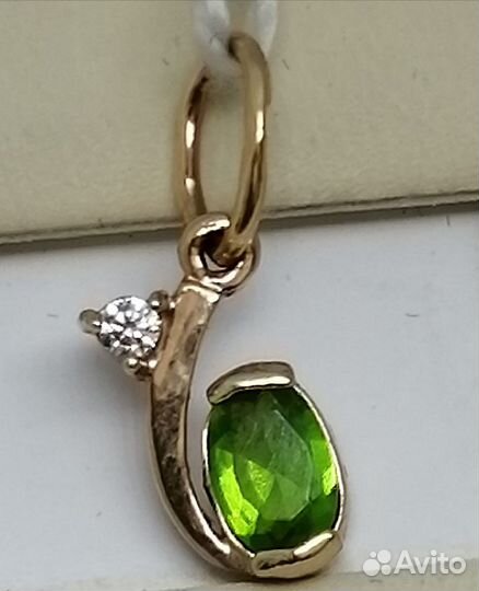 Подвес / 1,05г / Золото585 / хризолит