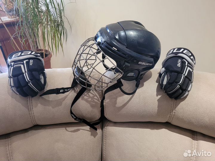Шлем хоккейный детский, шорты хоккейные