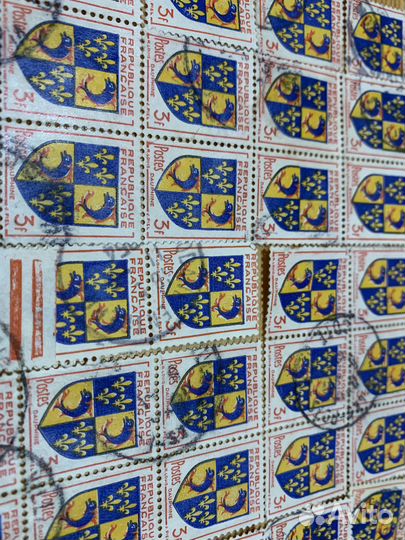 15 французских марок 1950-60гг. Гербы городов и ре