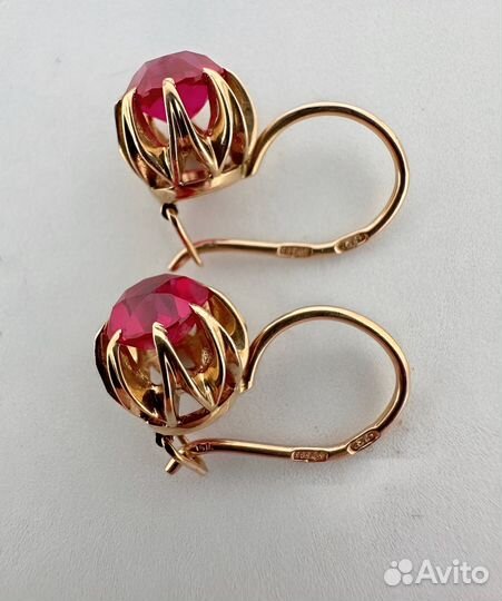 Серьги кувшинки золотые СССР 583 проба