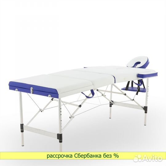 Массажная кушетка JF-AY01A 3 секции, бело-синий