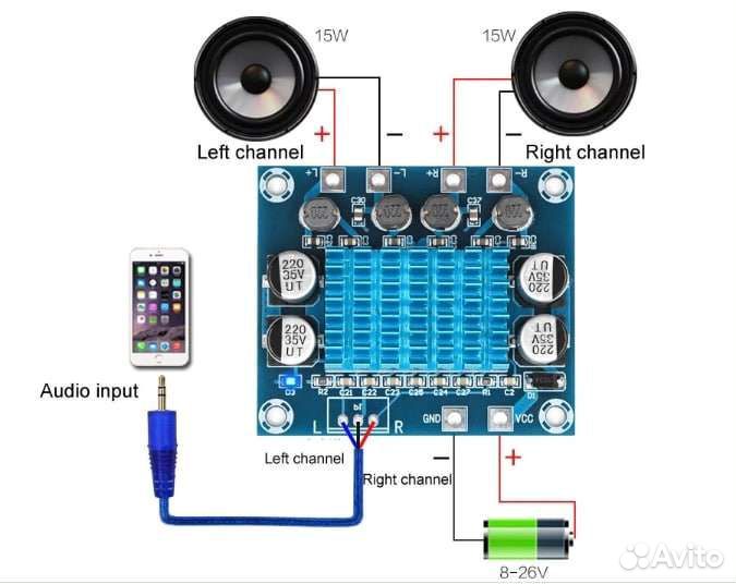 Усилитель звука модуль плата 30 Вт