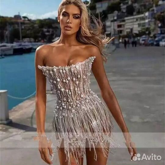 Вечернее платье мини блестящее аренда прокат s m