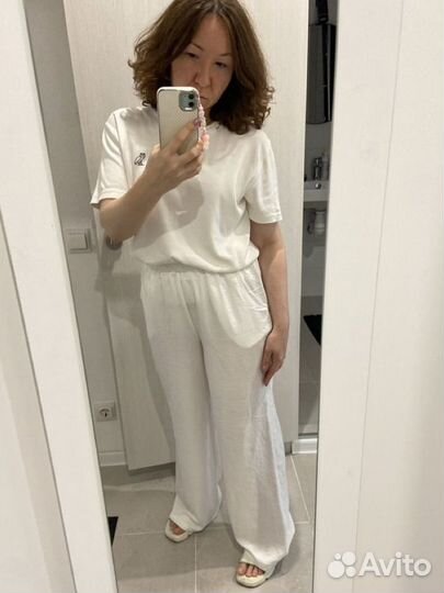 Белые летние брюки М