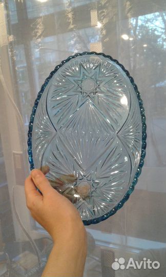 Блюдо купоросное стекло СССР