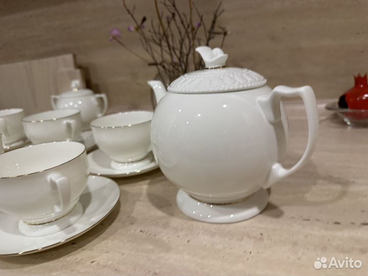 Новый сервиз Жемчужина Золотая лента, 14 предметов