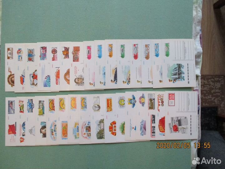 Комплект карточек с оригинальной маркой СССР