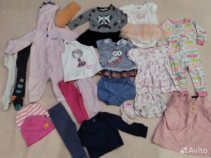 Вещи пакетом на девочку 9-12 месяцев, размер 74-80