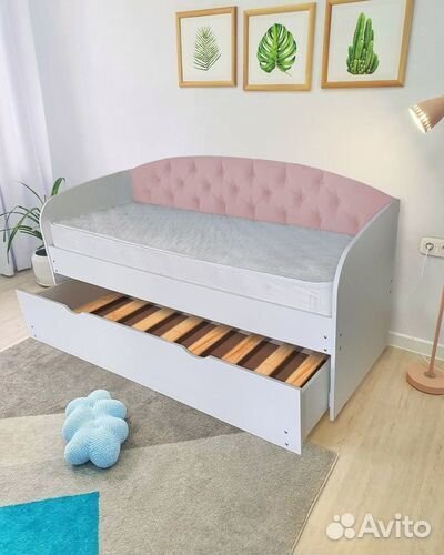 Кровать лдсп велюр детская выдвиж спальн