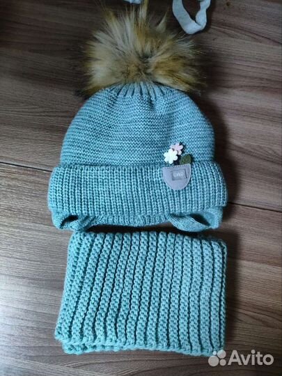 Шапка со снудом для девочки