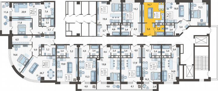 Апартаменты-студия, 25,7 м², 12/15 эт.