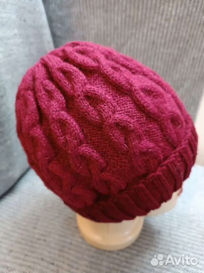 Комплект вязанный шапка шарф и варежки