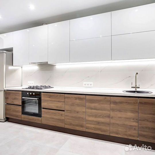 Прямая кухня с мдф фасадами