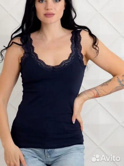 Майка женская бельевая с кружевом