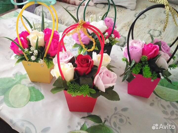 Букеты из мыльных роз