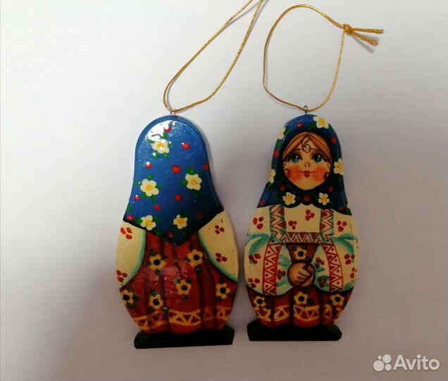 Магнит из дерева девушки, матрёшка подвесная
