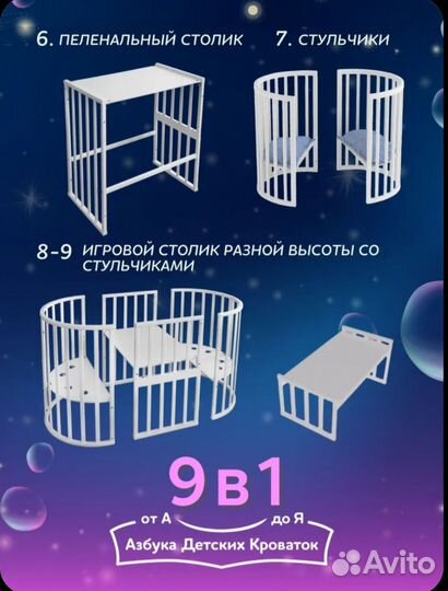 Кроватка трансформер 9в1