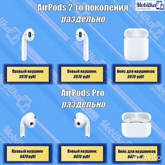 Наушники Apple AirPods раздельно